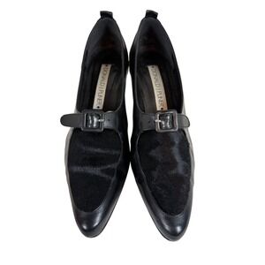 VINTAGE Donald Pliner Zoro Bi-ZZ, Black Polish Calf Hair, Size 8.5